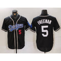 Los Angeles Dodgers #5 Freddie Freeman Number Black Cool Base With Patch Stitched Baseball Jersey