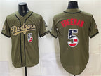 Los Angeles Dodgers #5 Freddie Freeman Olive 2026 Armed Forces Day 250 Fourth of July Stitched Baseball Jersey
