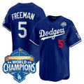 Los Angeles Dodgers #5 Freddie Freeman Royal 2025 Back-To-Back World Series Champions Jersey