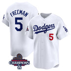 Los Angeles Dodgers #5 Freddie Freeman White 2024 World Series Champions Home Limited Stitched Baseball Jersey