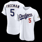 Los Angeles Dodgers #5 Freddie Freeman White 2026 Gold Collection Authentic Baseball Jersey