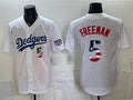 Los Angeles Dodgers #5 Freddie Freeman White 250 Fourth of July Home Stitched Baseball Jersey