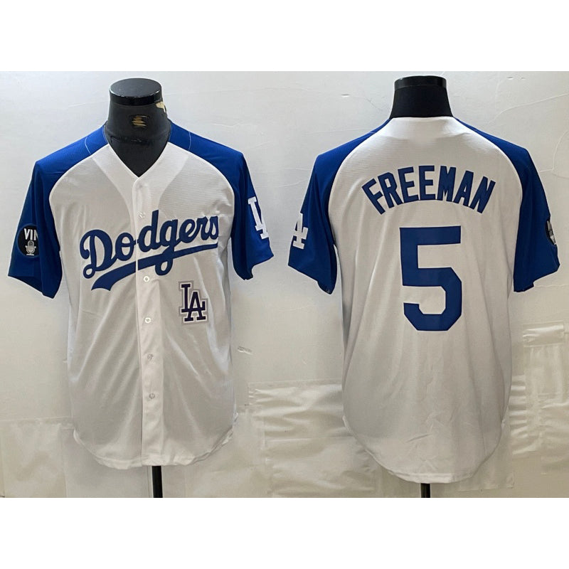 Los Angeles Dodgers #5 Freddie Freeman White Blue Fashion Stitched Cool Base Limited Baseball Jersey