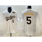 Los Angeles Dodgers #5 Freddie Freeman White Gold 2025 World Series Limited Stitched Baseball Jersey