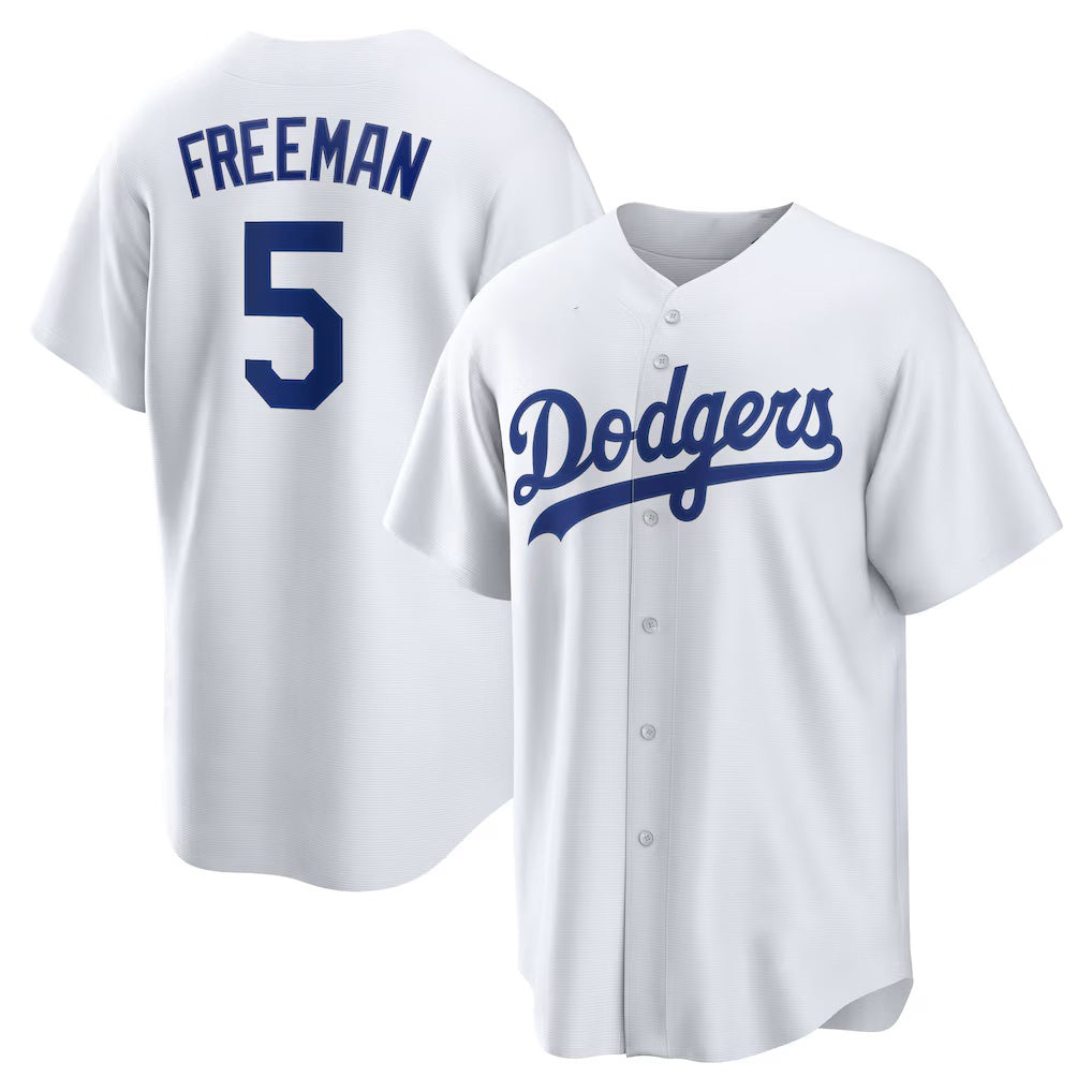 Los Angeles Dodgers #5 Freddie Freeman White Replica Player Baseball Jersey