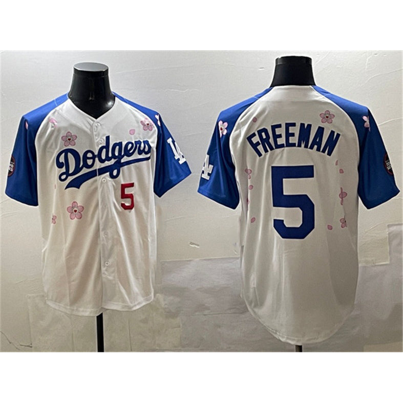Los Angeles Dodgers #5 Freddie Freeman White Royal 2025 Tokyo Series Limited Stitched Baseball Jersey