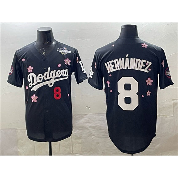 Los Angeles Dodgers #8 Enrique Hernández Black 2025 World Series Patch Tokyo Series Limited Stitched Baseball Jersey