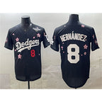 Los Angeles Dodgers #8 Enrique Hernández Black 2025 World Series Patch Tokyo Series Limited Stitched Baseball Jersey