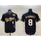 Los Angeles Dodgers #8 Enrique Hernández Black Gold 2024 World Series With Vin & California Patch Vapor Premier Limited Stitched Baseball Jersey