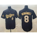 Los Angeles Dodgers #8 Enrique Hernández Black Gold 2025 World Series Champions Patch Limited Stitched Baseball Jersey