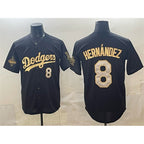 Los Angeles Dodgers #8 Enrique Hernández Black Gold 2025 World Series Champions Patch Limited Stitched Baseball Jersey