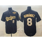 Los Angeles Dodgers #8 Enrique Hernández Black Gold 2025 World Series Patch Limited Stitched Baseball Jersey