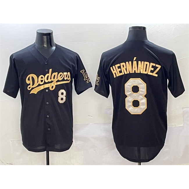 Los Angeles Dodgers #8 Enrique Hernandez Black Gold Limited Stitched Baseball Jersey