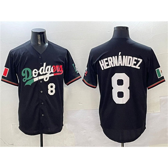 Los Angeles Dodgers #8 Enrique Hernandez Black Mexico Flag Limited Stitched Baseball Jersey