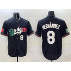 Los Angeles Dodgers #8 Enrique Hernandez Black Mexico Flag Limited Stitched Baseball Jersey
