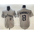 Los Angeles Dodgers #8 Enrique Hernández Grey LA Gothic Style With 2025 World Series Champions Patch Limited Stitched Baseball Jersey