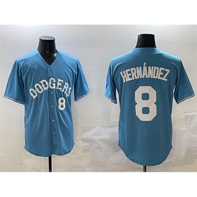 Los Angeles Dodgers #8 Enrique Hernández Light Blue Limited Stitched Baseball Jersey