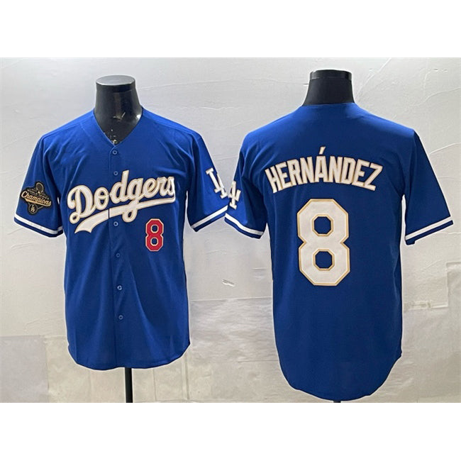 Los Angeles Dodgers #8 Enrique Hernández Royal 2025 World Series Champions Patch Limited Stitched Baseball Jersey