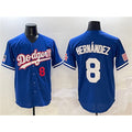 Los Angeles Dodgers #8 Enrique Hernández Royal With American Flag Patch Limited Stitched Baseball Jersey