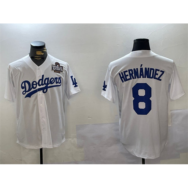 Los Angeles Dodgers #8 Enrique Hernández White 2024 World Series Cool Base Stitched Baseball Jersey