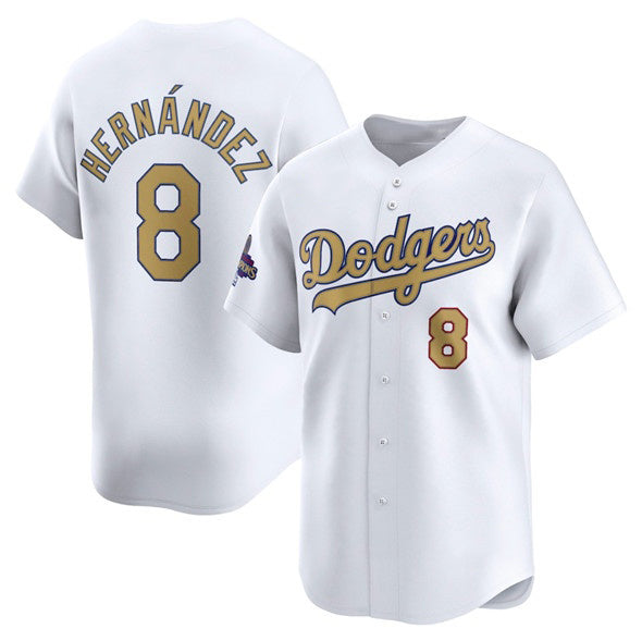 Los Angeles Dodgers #8 Enrique Hernández White 2025 Gold Collection Limited Stitched Baseball Jersey