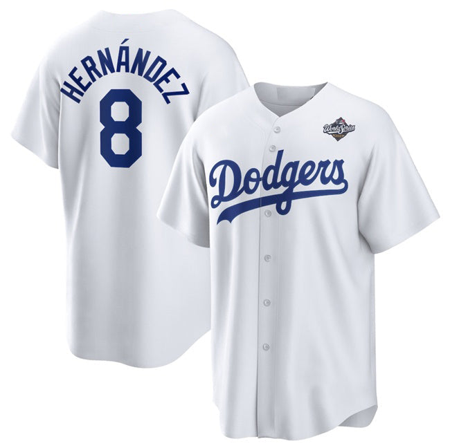 Los Angeles Dodgers #8 Enrique Hernández White 2025 World Series Home Cool Base Stitched Baseball Jersey
