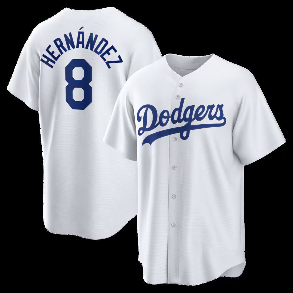 Los Angeles Dodgers #8 Enrique Hernández White Home Replica Baseball Jersey