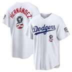 Los Angeles Dodgers #8 Enrique Hernández White USA 250 Fourth of July Home Stadium Baseball Jersey