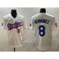 Los Angeles Dodgers #8 Enrique Hernández White With American Flag Patch Limited Stitched Baseball Jersey