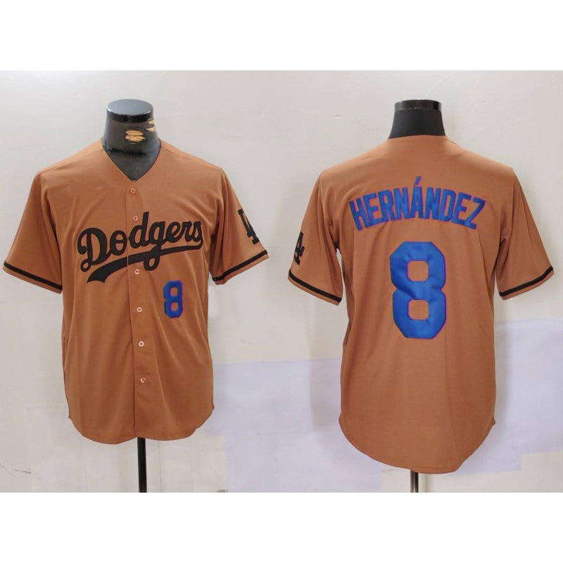 Los Angeles Dodgers #8 Kike Hernandez Number Olive Cool Base Limited Stitched Baseball Jersey