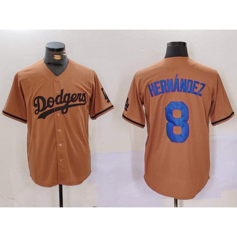 Los Angeles Dodgers #8 Kike Hernandez Olive Cool Base Limited Stitched Baseball Jersey