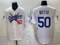 Los Angeles Dodgers x One Piece #50 Mookie Betts White Vapor Premier Limited Stitched Baseball Jersey