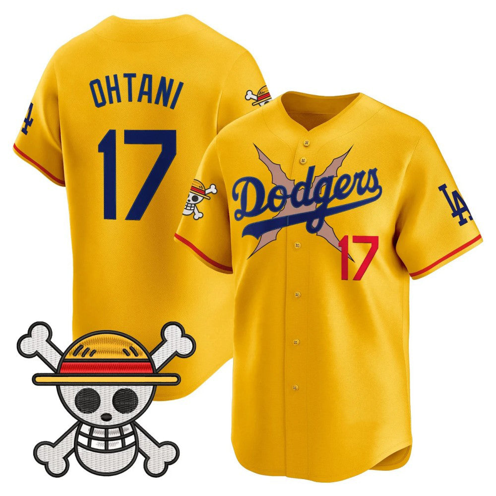 Los Angeles Dodgers #17 Shohei Ohtani Gold x One Piece Vapor Premier Limited Baseball Stitched Jersey
