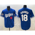 Los Angeles Dodgers #18 Yoshinobu Yamamoto Royal 2025 World Series Champions Patch Limited Stitched Baseball Jersey