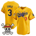 Los Angeles Dodgers #3 SANJI Gold x One Piece Vapor Premier Limited Baseball Stitched Jersey
