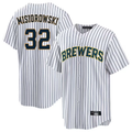 Milwaukee Brewers  #32 Jacob Misiorowski White Stripes No Patch Stitched Baseball Jerseys