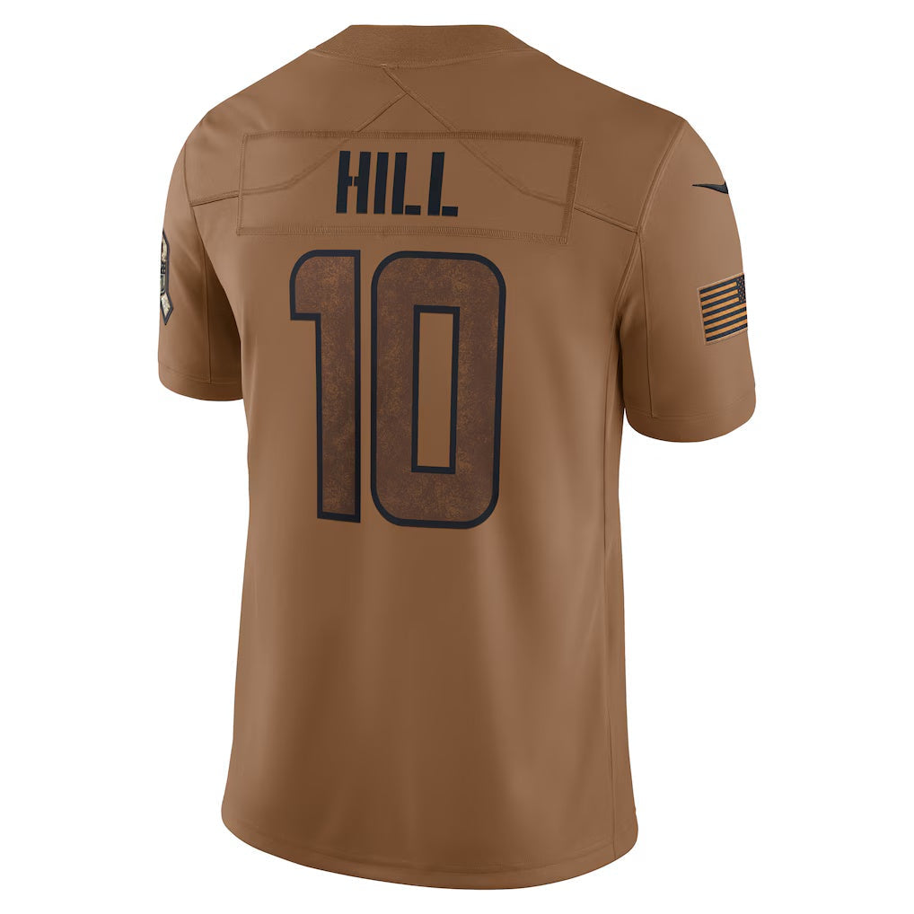 M.Dolphins #10 Tyreek Hill Brown Salute To Service Limited Football Jersey