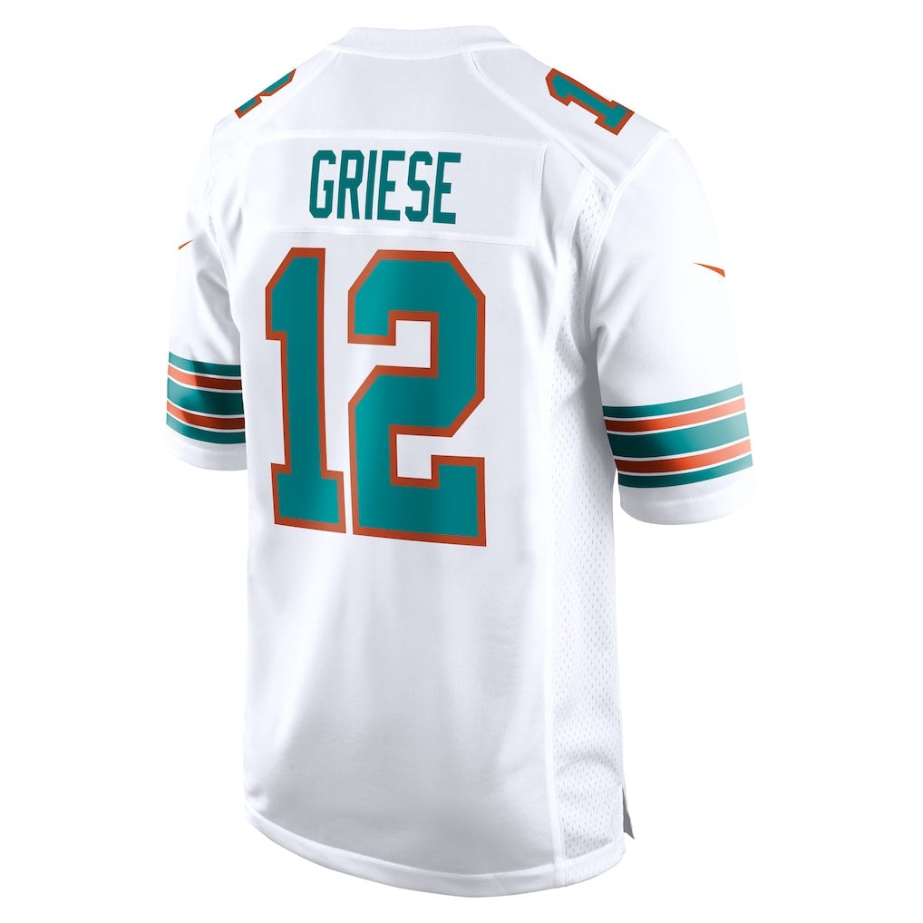 M.Dolphins #12 Bob Griese White Retired Player Football Jersey