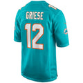 M.Dolphins #12 Bob Griese Aqua Game Retired Player Football Jersey