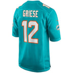 M.Dolphins #12 Bob Griese Aqua Game Retired Player Football Jersey