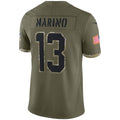 M.Dolphins #13 Dan Marino Olive Salute To Service Retired Player Limited Football Jersey