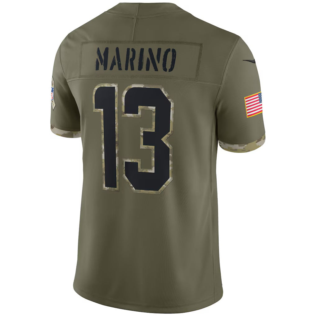 M.Dolphins #13 Dan Marino Olive Salute To Service Retired Player Limited Football Jersey