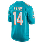 M.Dolphins #14 Quinn Ewers Aqua Team Game Football Jersey