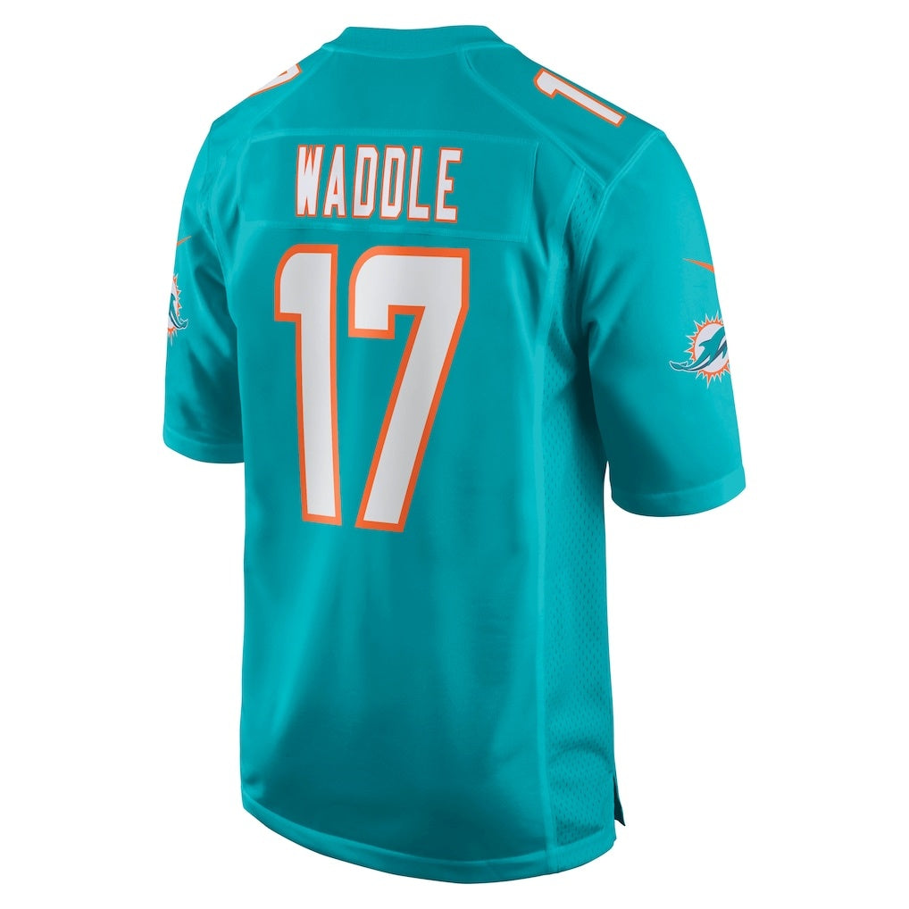 M.Dolphins #17 Jaylen Waddle Aqua Game Player Football Jersey
