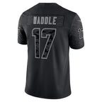 M.Dolphins #17 Jaylen Waddle Black RFLCTV Limited Football Jersey
