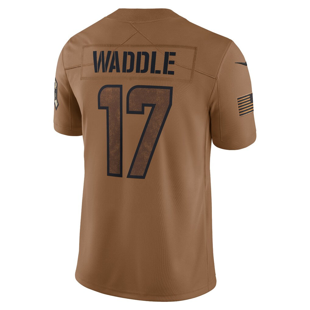 M.Dolphins #17 Jaylen Waddle Brown Salute To Service Limited Football Jersey