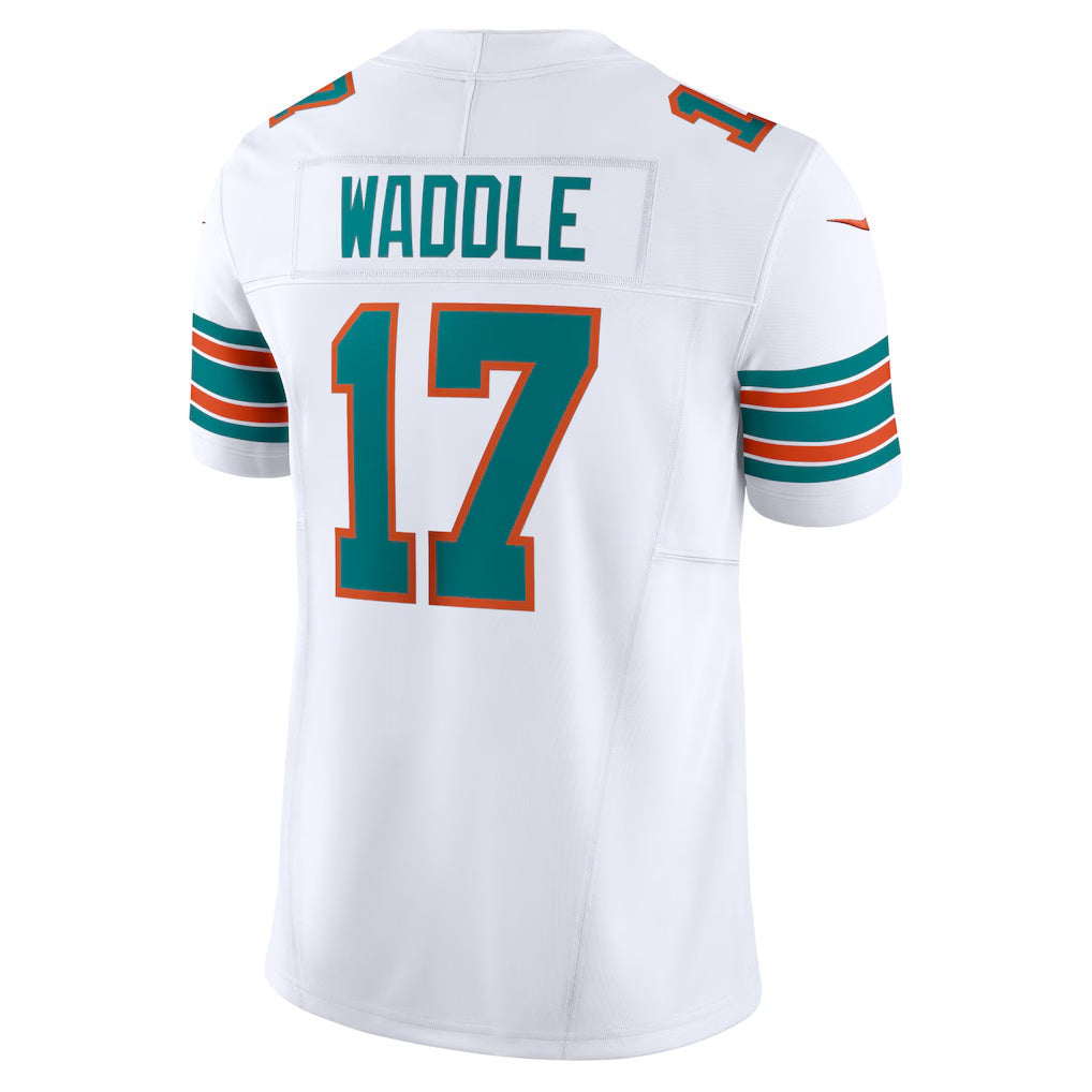 M.Dolphins #17 Jaylen Waddle White Vapor F.U.S.E. Limited Football Jersey