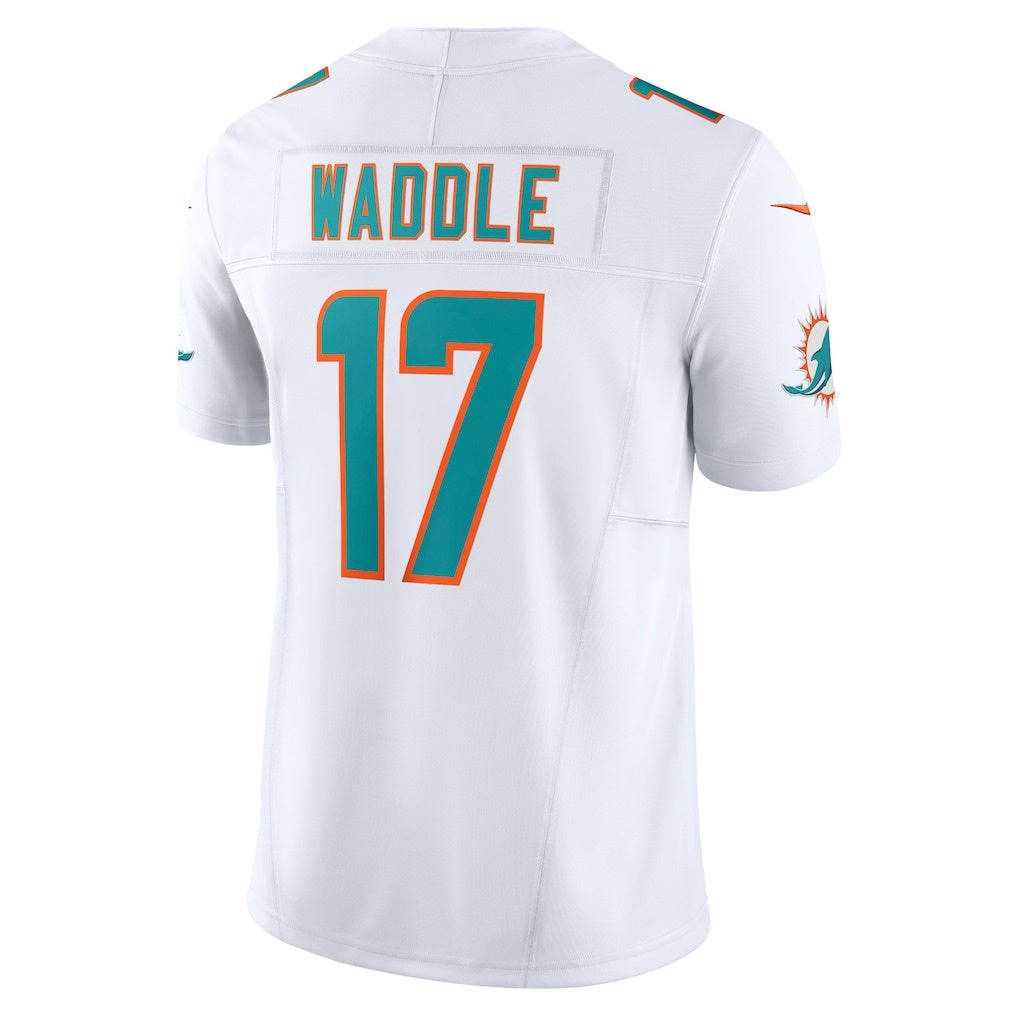 M.Dolphins #17 Jaylen Waddle White Vapor F.U.S.E. Limited Football Jersey