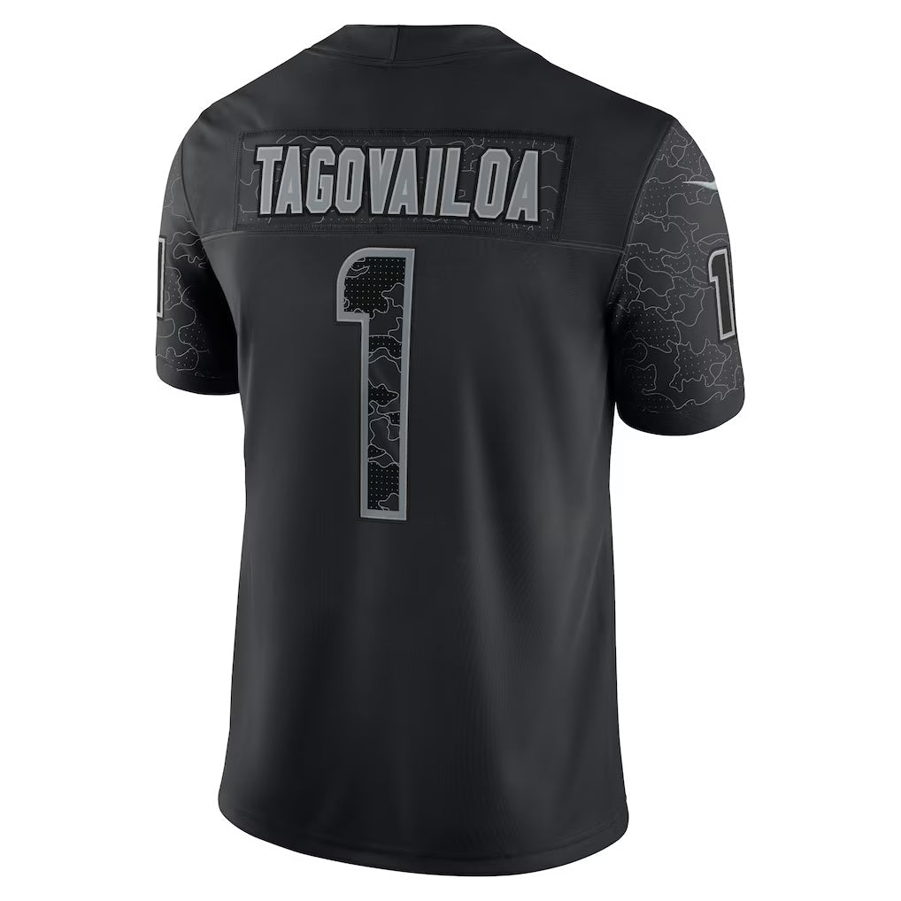 M.Dolphins #1 Tua Tagovailoa Black RFLCTV Limited Football Jersey