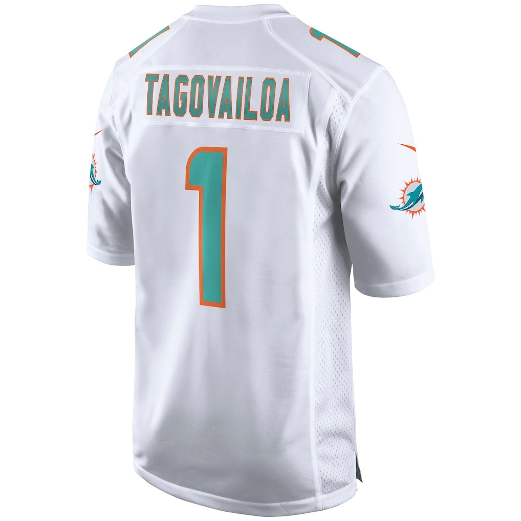 M.Dolphins #1 Tua Tagovailoa White Game Football Jersey